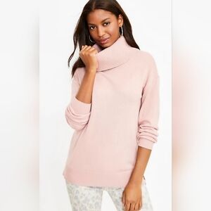 NWOT Loft Tunic Sweater Blush Pink Cowl Hi Low Hem Soft Tunic Sweater - Size M